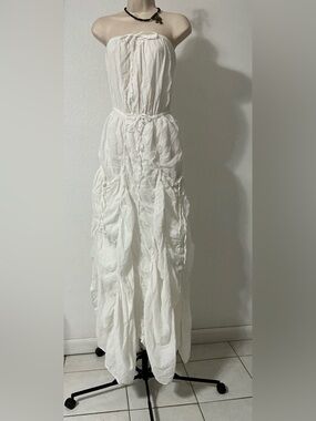 Sweet Sinammon Strapless White Boho maxi dress OS